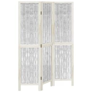 vidaXL Room Divider 3 Panels White Solid Wood Paulownia