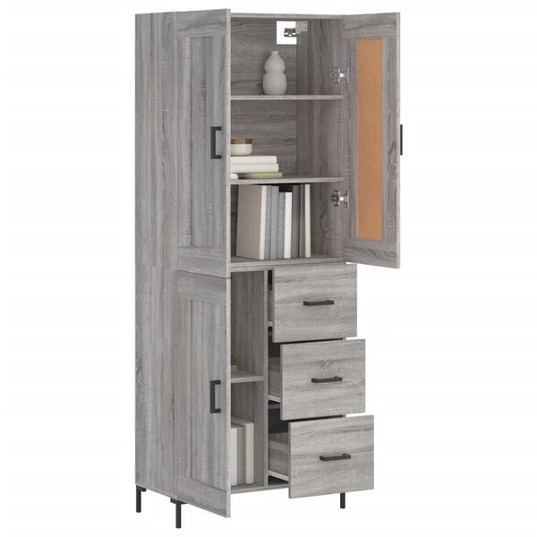 vidaXL Highboard Grey Sonoma 69.5x34x180 cm Engineered Wood