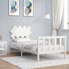 vidaXL Bed Frame without Mattress White Single Solid Wood Pine