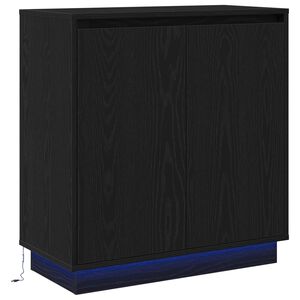 vidaXL LED Sideboard Black Oak 71 x 34.5 x 75 cm Engineered Wood