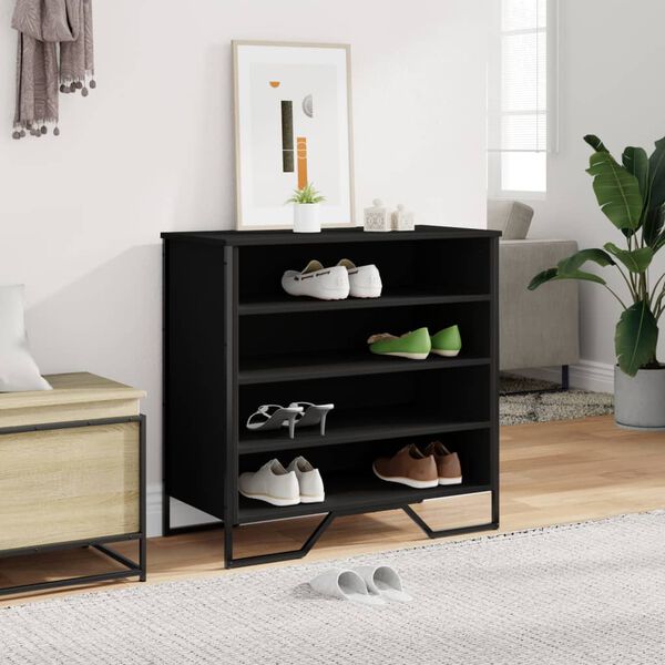 vidaXL Shoe Cabinet Black 80x38x78 cm Engineered Wood