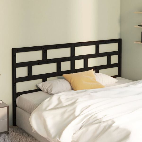 vidaXL Bed Headboard Black 206x4x100 cm Solid Wood Pine