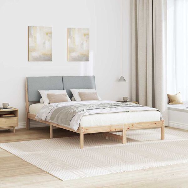 vidaXL Bed frame Brown and light grey 150 x 200 cm Solid pine wood