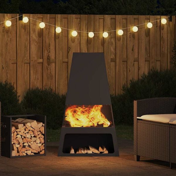 vidaXL Fire Pit Black 60 x 35 x 100 cm Steel