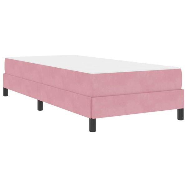 vidaXL Box Spring Bed with Mattress Pink 80 x 220 cm Fabric
