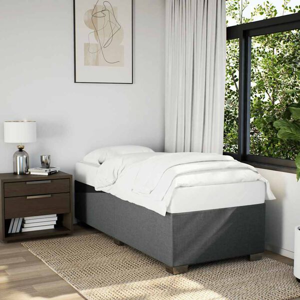 vidaXL Bed Frame without Mattress Dark Grey Single Fabric