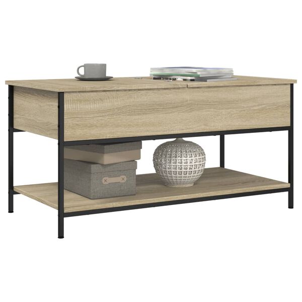 vidaXL Coffee Table Sonoma Oak 100x50x50 cm Engineered Wood and Metal