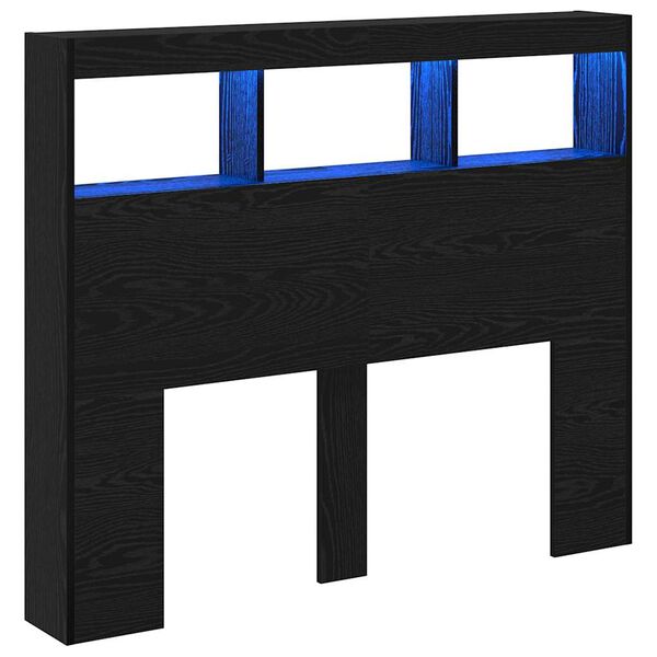 vidaXL Headboard Black Oak 120 x 17 x 102 cm Engineered Wood