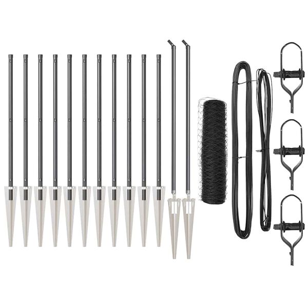 vidaXL Fence Post Grey 25 x 0.6 m (36 mm mesh) Steel and PVC