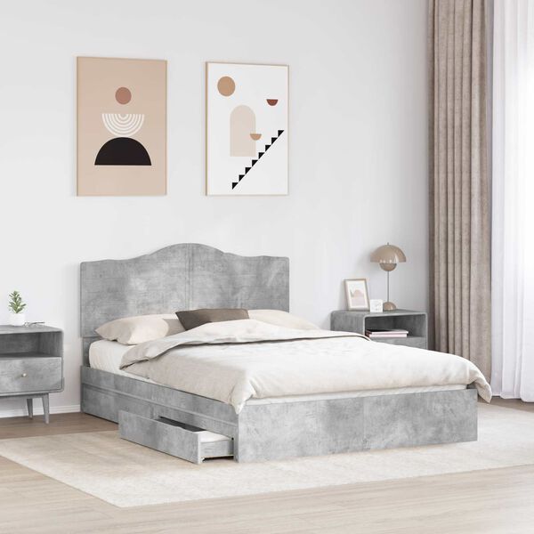 vidaXL Storage Bed Concrete Grey 150 x 200 cm Engineered Wood