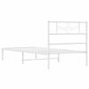 vidaXL Metal Bed Frame without Mattress with Headboard White 100x200cm
