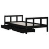 vidaXL Kids Bed Frame with Drawers Black 90x190 cm Solid Wood Pine