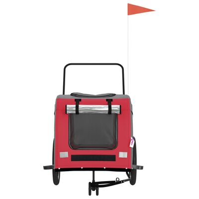 vidaXL Pet Bike Trailer Red and Grey Oxford Fabric and Iron