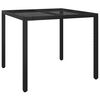 vidaXL Garden Table 90x90x75 cm Tempered Glass and Poly Rattan Black