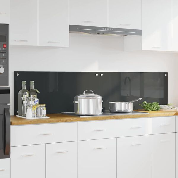 vidaXL Kitchen Backsplash 2 pcs Dark Grey 90 x 40 cm Tempered Glass