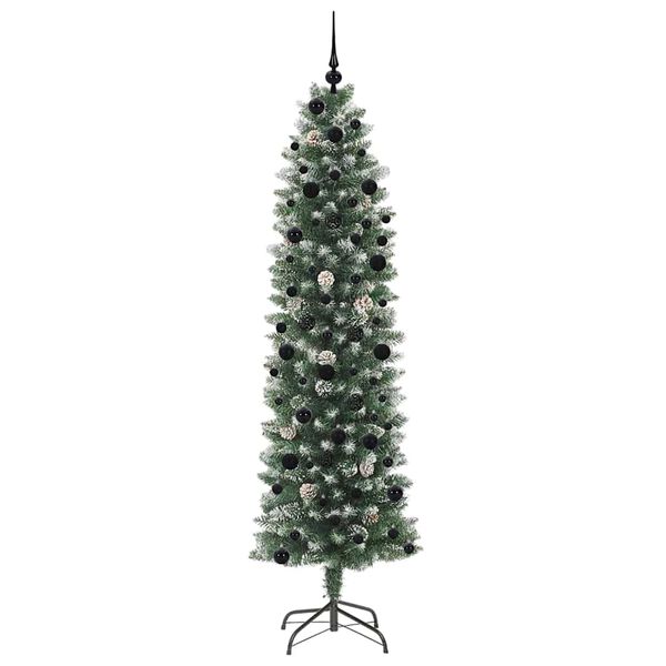 vidaXL Artificial Slim Christmas Tree Green and White 240 cm