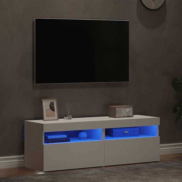 vidaXL TV Cabinets with LED Lights 2 pcs White 60x35x40 cm