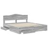 vidaXL Bed Frame with Drawer Grey Sonoma 200 x 200 cm Engineered Wood