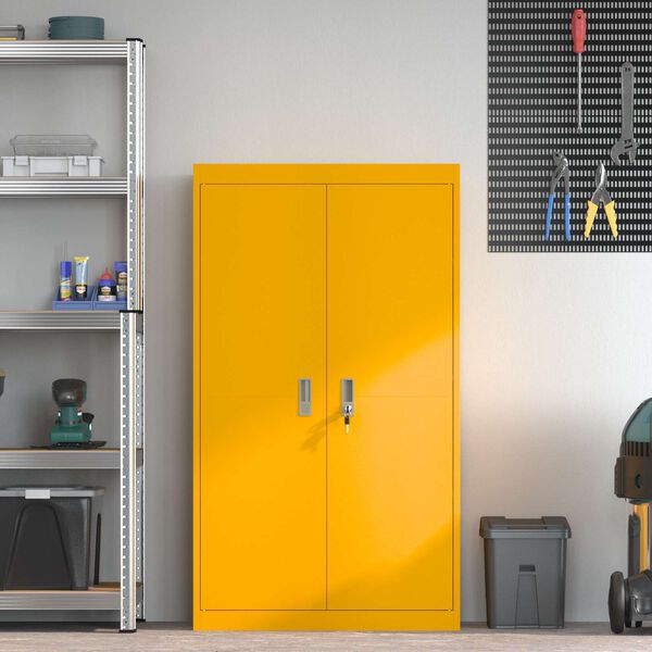 vidaXL Storage Cabinet 2 pcs Mustard Yellow 80 x 40 x140 cm Steel