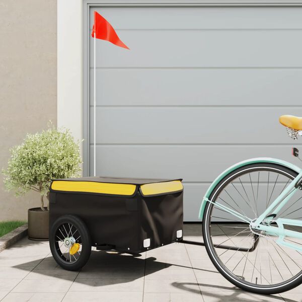 vidaXL Bike Trailer Black and Yellow 30 kg Iron