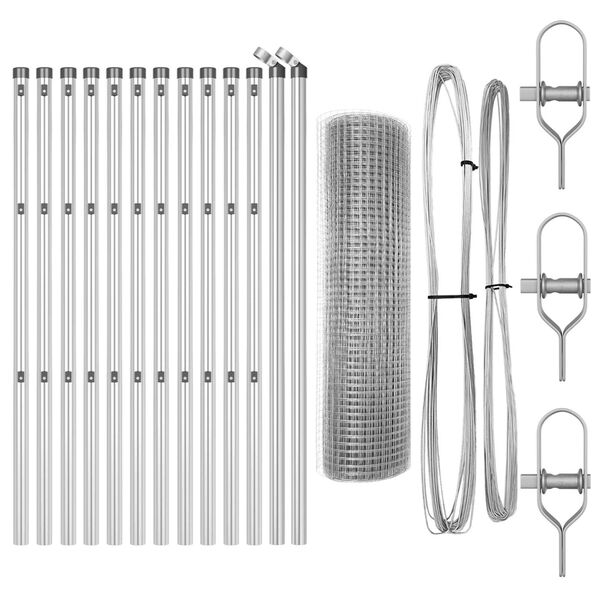 vidaXL Fence Post Silver 25 x 0.5 m (25 x 25 mm mesh) Steel