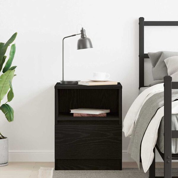 vidaXL Bedside Cabinet Black Oak 40 x 40 x 50 cm Engineered Wood