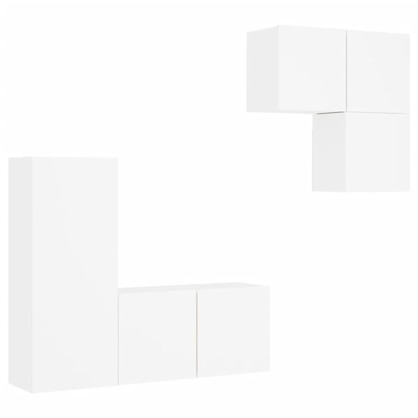 vidaXL 4 Piece TV Wall Units White Engineered Wood