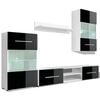 vidaXL 4 pcs Black High Gloss Wall Display Cabinet TV Unit with LED Lighting