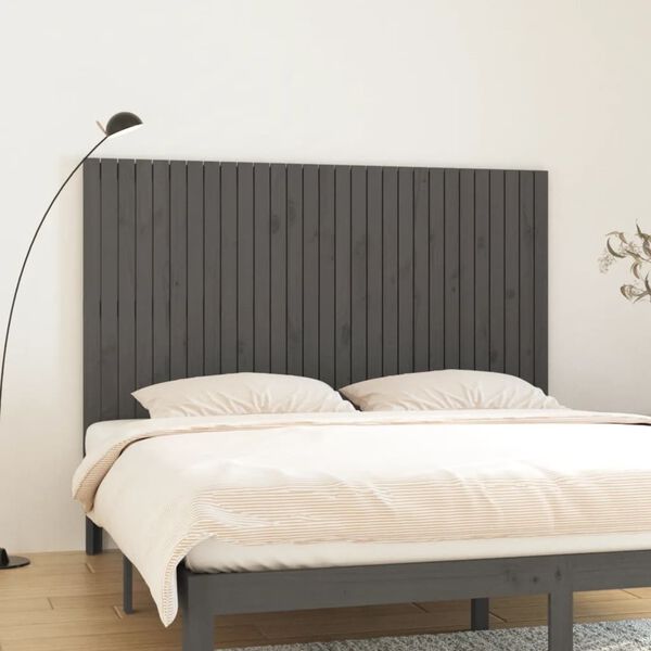 vidaXL Wall Headboard Grey 185x3x110 cm Solid Wood Pine