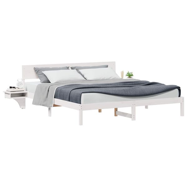 vidaXL Bed Frame with Headboard White 180 x 200 cm Solid Pine Wood