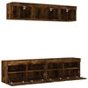 vidaXL 5 Piece TV Wall Units with LED Smoked Oak Engineered Wood