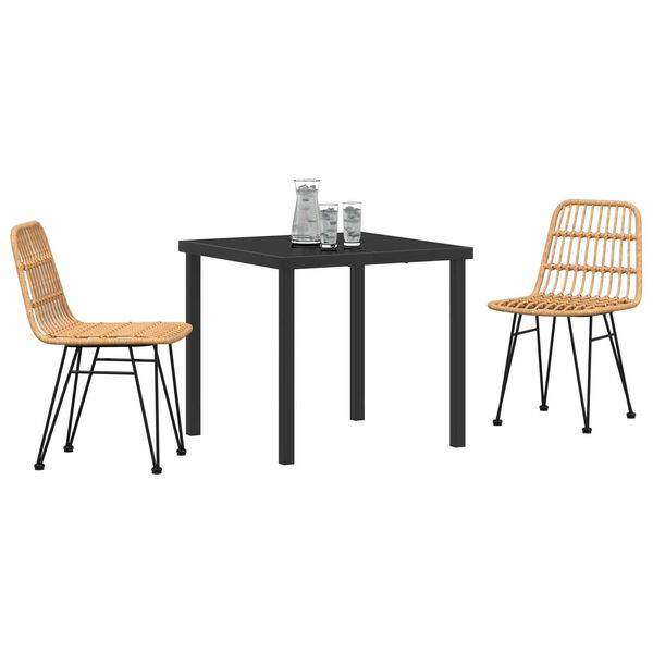 vidaXL Garden Dining Set 3 pcs Brown Powder-Coated Steel