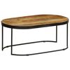 vidaXL Coffee Table Oval Solid Rough Mango Wood and Steel 100 cm