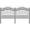 vidaXL Garden Fence with Spear Top Black 240x100 cm Powder-coated Steel