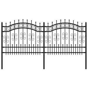 vidaXL Garden Fence with Spear Top Black 240x100 cm Powder-coated Steel
