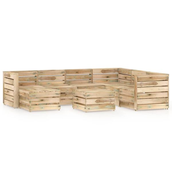 vidaXL 8 Piece Garden Lounge Set Green Impregnated Pinewood