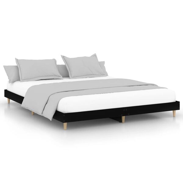 vidaXL Bed Frame without Mattress Black 180x200 cm Super King Engineered Wood