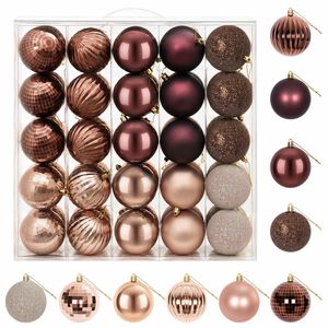 vidaXL Christmas Ball Set 50 pcs Champagne and Brown 8 cm Polystyrene