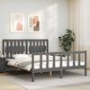 vidaXL Bed Frame without Mattress Grey King Size Solid Wood Pine