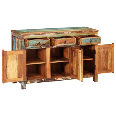 vidaXL Reclaimed Cupboard Solid Wood Vintage with 3 Drawers 3 Doors