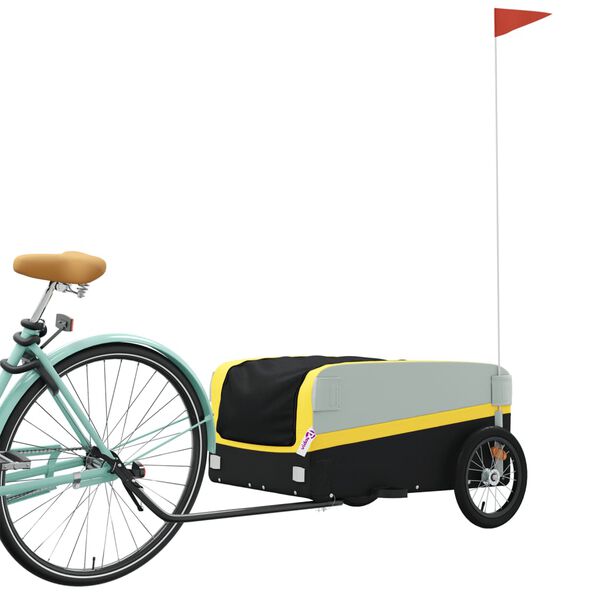 vidaXL Bike Trailer Black and Yellow 45 kg Iron