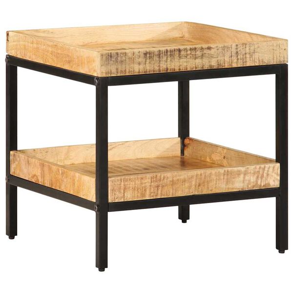 vidaXL Side Table with Shelf Brown 45 x 45 x 45 cm Solid Mango Wood