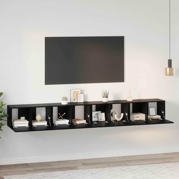 vidaXL TV Cabinet Set 4 pcs Black Oak 60 x 30 x 30 cm Engineered Wood