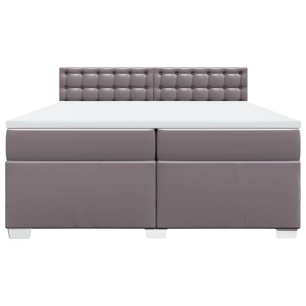 vidaXL Box Spring Bed with Mattress Grey 200x200 cm Faux Leather