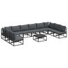 vidaXL Garden Sofa Set 11 pcs Black Aluminium