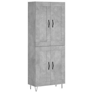vidaXL Highboard Concrete Grey 69.5x34x180 cm Engineered Wood