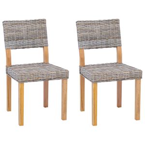 vidaXL Dining Chair 2 pcs Kubu Grey 46 x 55 x 84 cm Kubu Rattan