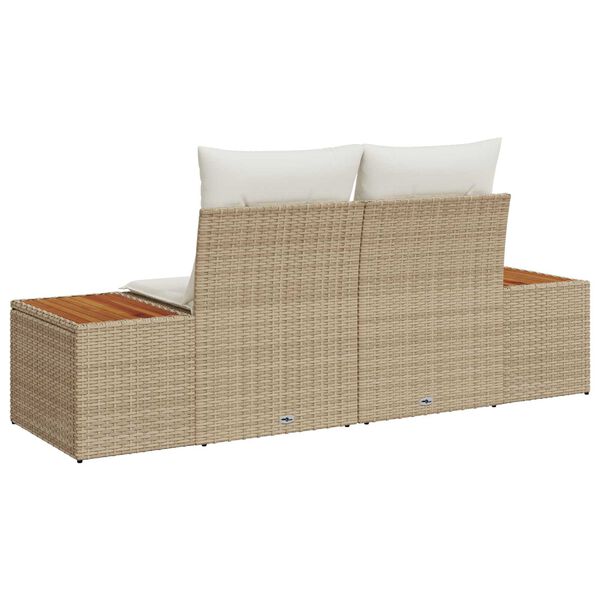 vidaXL Garden Sofa Beige 184 x 62 x 85cm Poly Rattan