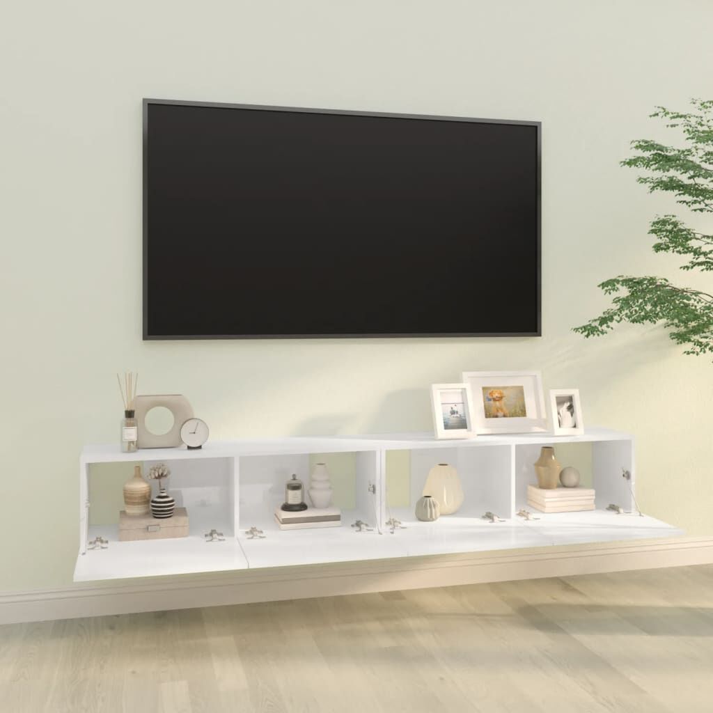 vidaXL Wall TV Cabinets 2 pcs High Gloss White 100x30x30 cm Engineered Wood