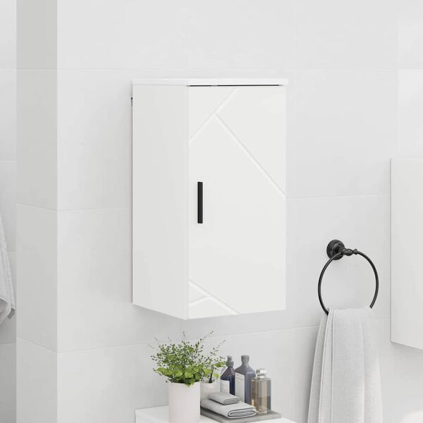 vidaXL Bathroom Cabinet with Door High Gloss White 30 x 31.5 x 61 cm